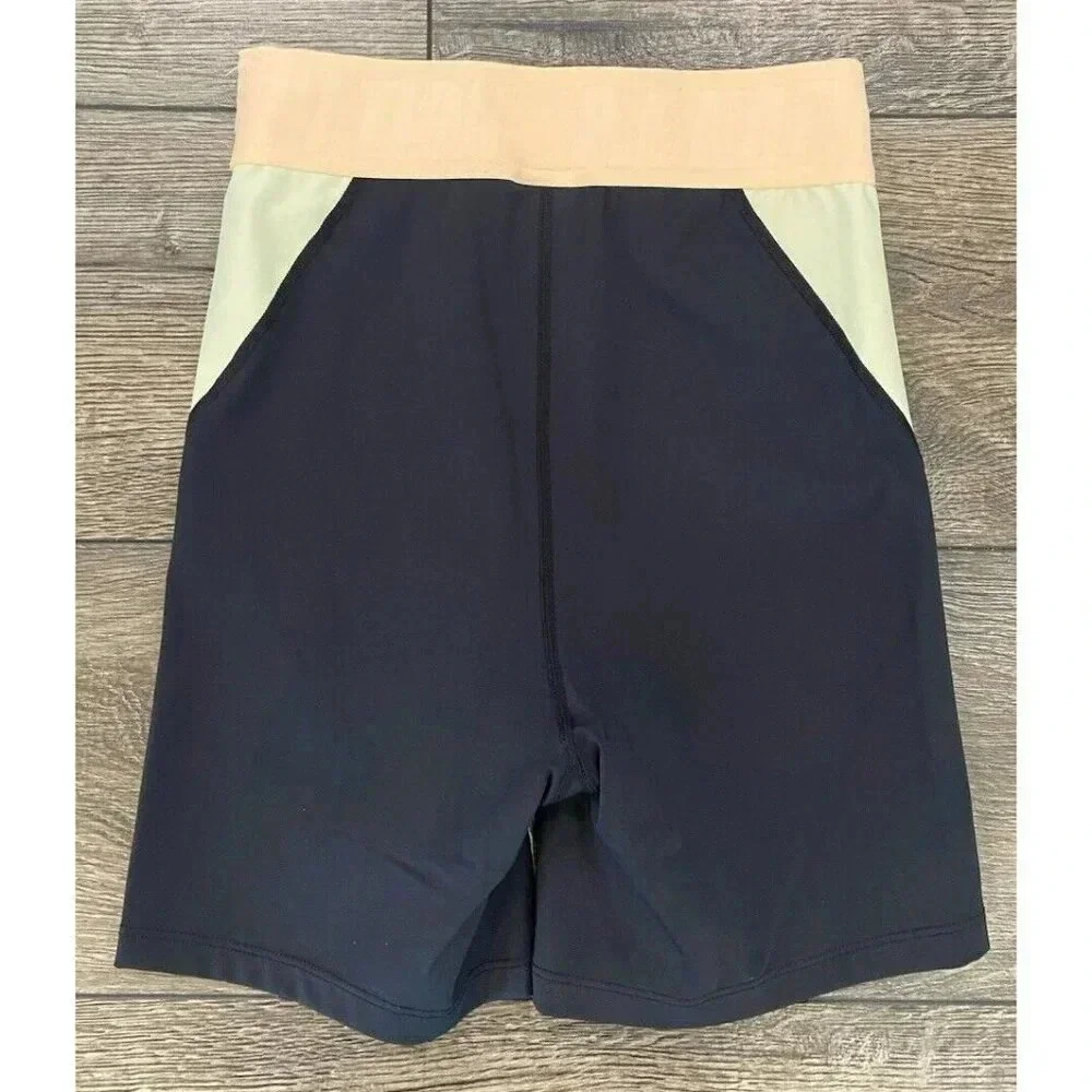 PE Nation Biker Shorts Black Tan Cream XS